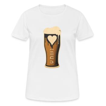 Weizenbier mit Herz - Bierliebe - Frauen T-Shirt atmungsaktiv - Weiß - Vorne - AI Model Female 172 dark (172cm)