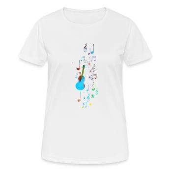 Musique, clef, étoiles, or, guitare, coloré - T-shirt respirant Femme - blanc - Devant - AI Model Female 172 dark (172cm)