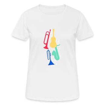 Jazz,Instruments,Trompette,Guitare,Saxophone - T-shirt respirant Femme - blanc - Devant - AI Model Female 172 dark (172cm)