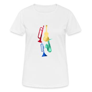 Jazz,Instruments,Trompette,Guitare,Saxophone - T-shirt respirant Femme - blanc - Devant - AI Model Female 172 dark (172cm)