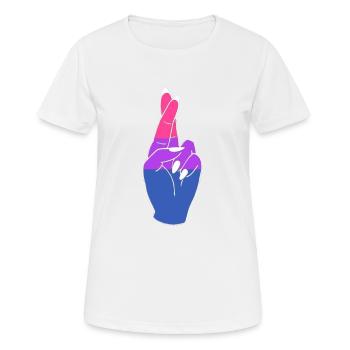 FINGERS CROSSED PRIDE LGBTQ+ - Frauen T-Shirt atmungsaktiv - Weiß - Vorne - AI Model Female 172 dark (172cm)
