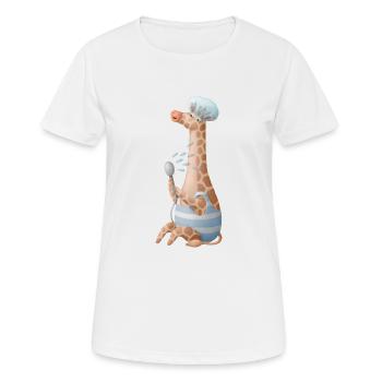Nette Giraffe die eine Dusche nimmt mit Badehaube - Frauen T-Shirt atmungsaktiv - Weiß - Vorne - AI Model Female 172 dark (172cm)