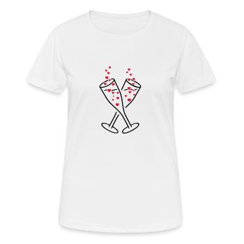 fröhlich feiern Sektglas Sekt Prost - Frauen T-Shirt atmungsaktiv - Weiß - Vorne - AI Model Female 172 dark (172cm)