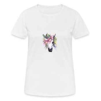 cheval fleurs licorne - T-shirt respirant Femme - blanc - Devant - AI Model Female 172 dark (172cm)