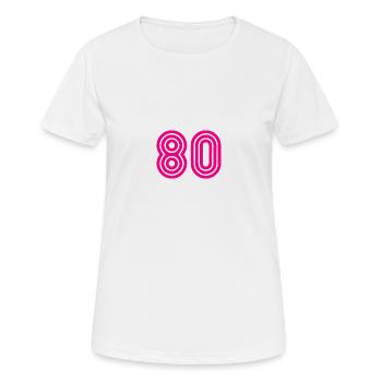 80. 80 YEARS. 80th ANNIVERSARY. 80TH BIRTHDAY. - Women's Breathable T-Shirt - white - Front - AI Model Female 172 dark (172cm)