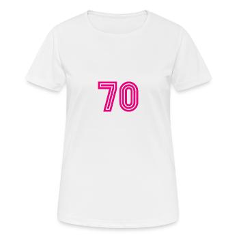 70. 70 ANS. 70e ANNIVERSAIRE. ANNIVERSAIRE 70 ANS. - T-shirt respirant Femme - blanc - Devant - AI Model Female 172 dark (172cm)