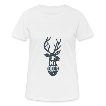 Oh My Deer Cadeau de Noël Père Noël Wei - T-shirt respirant Femme - blanc - Devant - AI Model Female 172 dark (172cm)