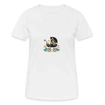 Blumiger Kinderwagen 5 - Frauen T-Shirt atmungsaktiv - Weiß - Vorne - AI Model Female 172 dark (172cm)