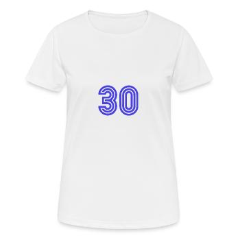 30. 30 YEARS. 30th ANNIVERSARY. 30 YEARS ANNIVERSARY. - Women's Breathable T-Shirt - white - Front - AI Model Female 172 dark (172cm)