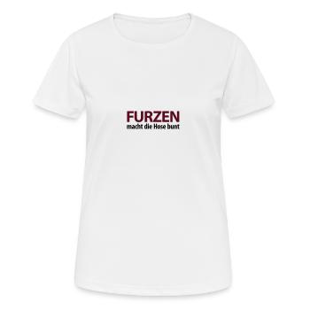 Furzen macht die Hose bunt. Kacke Scheiße Malheur - Frauen T-Shirt atmungsaktiv - Weiß - Vorne - AI Model Female 172 dark (172cm)