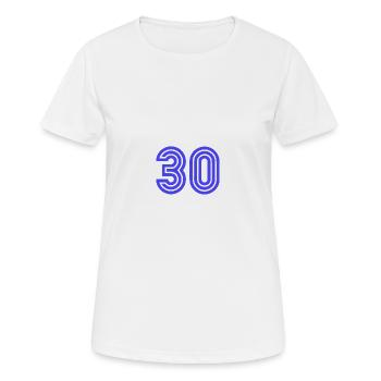 30. 30 ANS. 30e ANNIVERSAIRE. ANNIVERSAIRE 30 ANS. - T-shirt respirant Femme - blanc - Devant - AI Model Female 172 dark (172cm)