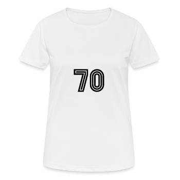 70. 70 ANS. 70e ANNIVERSAIRE. ANNIVERSAIRE 70 ANS. - T-shirt respirant Femme - blanc - Devant - AI Model Female 172 dark (172cm)