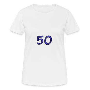 50. 50 ANS. 50e ANNIVERSAIRE. ANNIVERSAIRE 50 ANS. - T-shirt respirant Femme - blanc - Devant - AI Model Female 172 dark (172cm)
