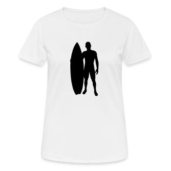 Surfer mit Surfbrett - Frauen T-Shirt atmungsaktiv - Weiß - Vorne - AI Model Female 172 dark (172cm)