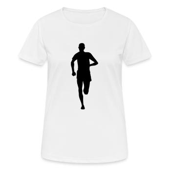 LAEUFER frontal - Frauen T-Shirt atmungsaktiv - Weiß - Vorne - AI Model Female 172 dark (172cm)