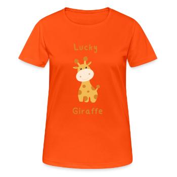 Lucky Giraffe - Women's Breathable T-Shirt - neon orange - Front - AI Model Female 172 dark (172cm)