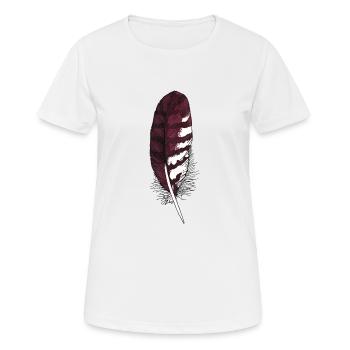 Small feather brown hand-drawn (buzzard) - Women's Breathable T-Shirt - white - Front - AI Model Female 172 dark (172cm)