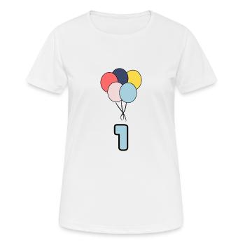 1. 1 AN. 1er ANNIVERSAIRE. ANNIVERSAIRE 1 AN. UN - T-shirt respirant Femme - blanc - Devant - AI Model Female 172 dark (172cm)
