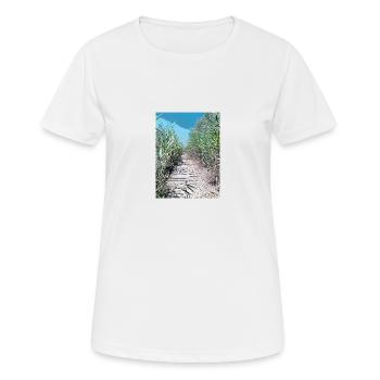 Zeichnung der Provence - Holzponton und Schilf - Frauen T-Shirt atmungsaktiv - Weiß - Vorne - AI Model Female 172 dark (172cm)
