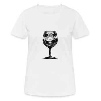 Exotischer Sonnenuntergang Strandmotiv Weinglas - Frauen T-Shirt atmungsaktiv - Weiß - Vorne - AI Model Female 172 dark (172cm)