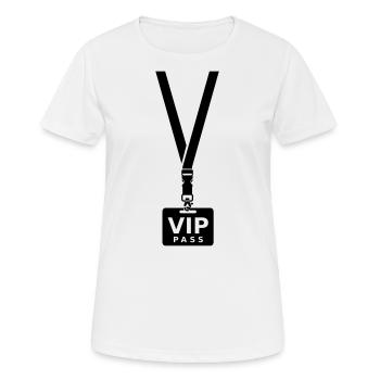 VIP PASS MIT SCHLÜSSELBAND - Frauen T-Shirt atmungsaktiv - Weiß - Vorne - AI Model Female 172 dark (172cm)