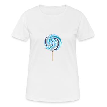 Bleu Lolli avec tige - T-shirt respirant Femme - blanc - Devant - AI Model Female 172 dark (172cm)
