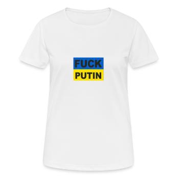 F*CK PUTIN - Frauen T-Shirt atmungsaktiv - Weiß - Vorne - AI Model Female 172 dark (172cm)