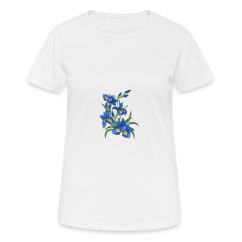 Blaue Lilien - Frauen T-Shirt atmungsaktiv - Weiß - Vorne - AI Model Female 172 dark (172cm)