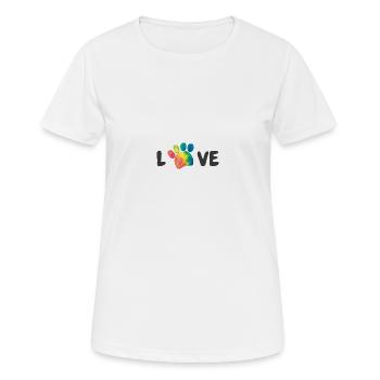 Love Regenbogen Tatzen Pfoten - Frauen T-Shirt atmungsaktiv - Weiß - Vorne - AI Model Female 172 dark (172cm)