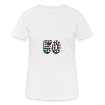 50. 50 JAHRE. 50. JAHRESTAG. 50-JÄHRIGES JUBILÄUM. - Frauen T-Shirt atmungsaktiv - Weiß - Vorne - AI Model Female 172 dark (172cm)