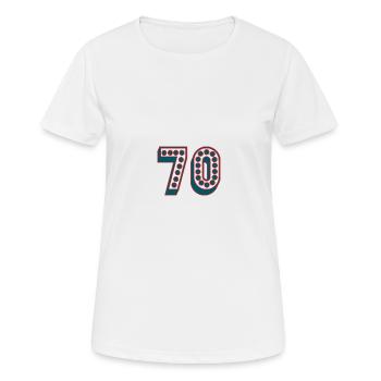 70. 70 ANS. 70e ANNIVERSAIRE. ANNIVERSAIRE 70 ANS. - T-shirt respirant Femme - blanc - Devant - AI Model Female 172 dark (172cm)