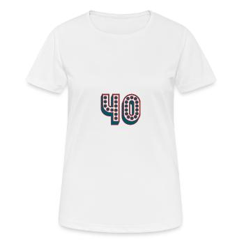40. 40 ANS. 40e ANNIVERSAIRE. ANNIVERSAIRE 40 ANS. - T-shirt respirant Femme - blanc - Devant - AI Model Female 172 dark (172cm)