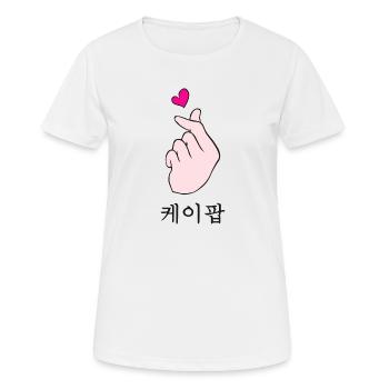 K-Pop Shirt | KPop Hand Symbol Cute Korean Music - Frauen T-Shirt atmungsaktiv - Weiß - Vorne - AI Model Female 172 dark (172cm)