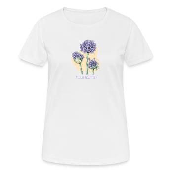 Knoblauch riesige botanische Zeichnung - Frauen T-Shirt atmungsaktiv - Weiß - Vorne - AI Model Female 172 dark (172cm)