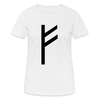 Rune Fehu - luck, prosperity & personal power - Women's Breathable T-Shirt - white - Front - AI Model Female 172 dark (172cm)