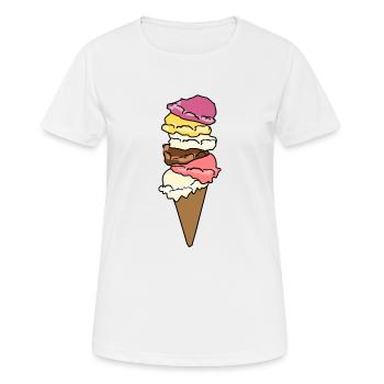 Crème glacée gaufre glace boule de glace - T-shirt respirant Femme - blanc - Devant - AI Model Female 172 dark (172cm)