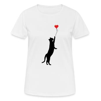 Katze Luftballon Herz Ballon Luftballon - Frauen T-Shirt atmungsaktiv - Weiß - Vorne - AI Model Female 172 dark (172cm)