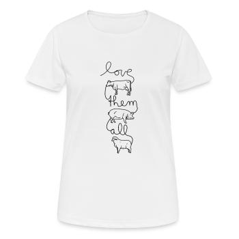 Vegan Veganer Veganerin Liebe Alle Schwarz - Frauen T-Shirt atmungsaktiv - Weiß - Vorne - AI Model Female 172 dark (172cm)