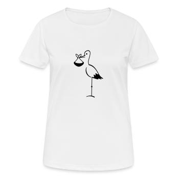 Cigogne avec Bundle / cigogne avec le paquet (1c) - T-shirt respirant Femme - blanc - Devant - AI Model Female 172 dark (172cm)