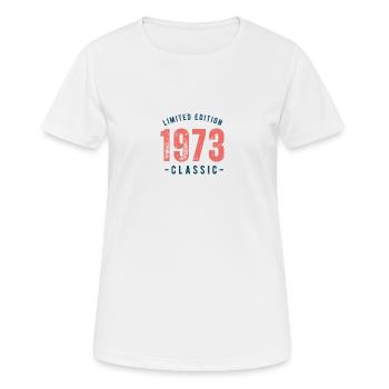 Baujahr 1973 - Frauen T-Shirt atmungsaktiv - Weiß - Vorne - AI Model Female 172 dark (172cm)