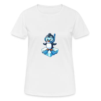 Süßer Pinguin Taucher Cartoon Eisscholle - Frauen T-Shirt atmungsaktiv - Weiß - Vorne - AI Model Female 172 dark (172cm)
