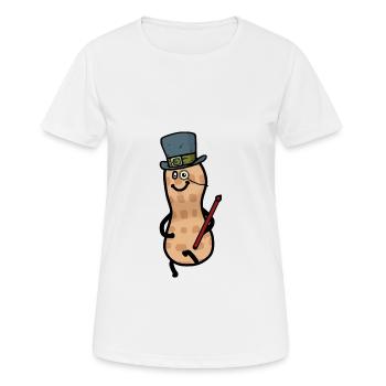 Cylindre d’arachide Monocle M. Sir Nut Gentleman - T-shirt respirant Femme - blanc - Devant - AI Model Female 172 dark (172cm)