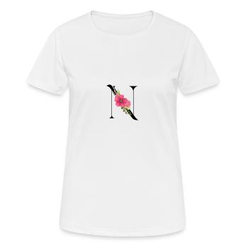 Elégante lettre 'T' avec des fleurs - T-shirt respirant Femme - blanc - Devant - AI Model Female 172 dark (172cm)
