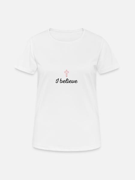Kreuz, glaube ich - Frauen T-Shirt atmungsaktiv - Weiß