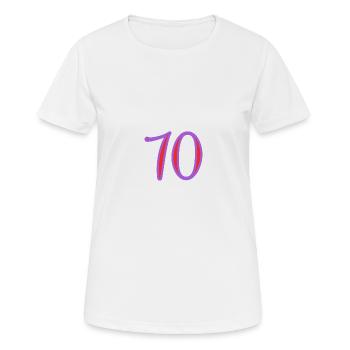 70. 70 ANS. 70e ANNIVERSAIRE. ANNIVERSAIRE 70 ANS. - T-shirt respirant Femme - blanc - Devant - AI Model Female 172 dark (172cm)