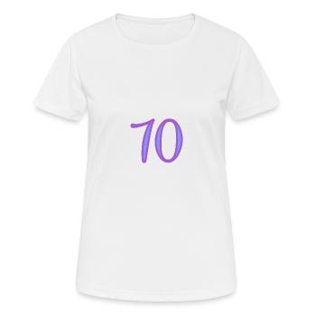 70. 70 ANS. 70e ANNIVERSAIRE. ANNIVERSAIRE 70 ANS. - T-shirt respirant Femme - blanc - Devant - AI Model Female 172 dark (172cm)