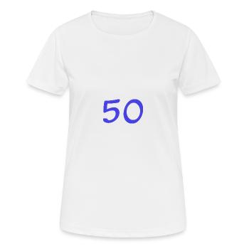 50. 50 ANS. 50e ANNIVERSAIRE. ANNIVERSAIRE 50 ANS. - T-shirt respirant Femme - blanc - Devant - AI Model Female 172 dark (172cm)