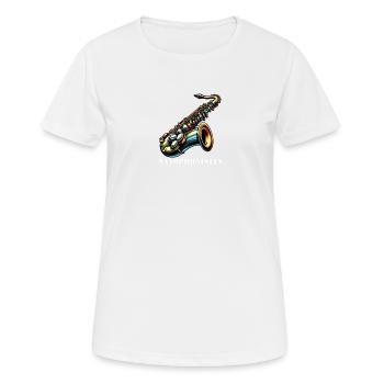 Saxophonistin - Frauen T-Shirt atmungsaktiv - Weiß - Vorne - AI Model Female 172 dark (172cm)