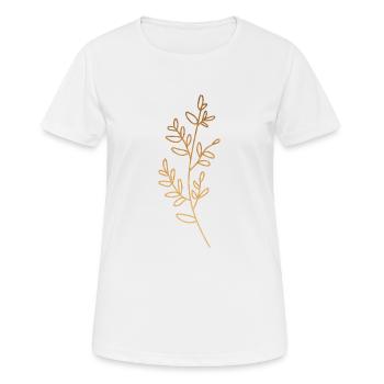 Gold Foliage Flora Line Art - Frauen T-Shirt atmungsaktiv - Weiß - Vorne - AI Model Female 172 dark (172cm)