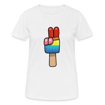 Eis am Stiel Friedenszeichen Peace - Frauen T-Shirt atmungsaktiv - Weiß - Vorne - AI Model Female 172 dark (172cm)